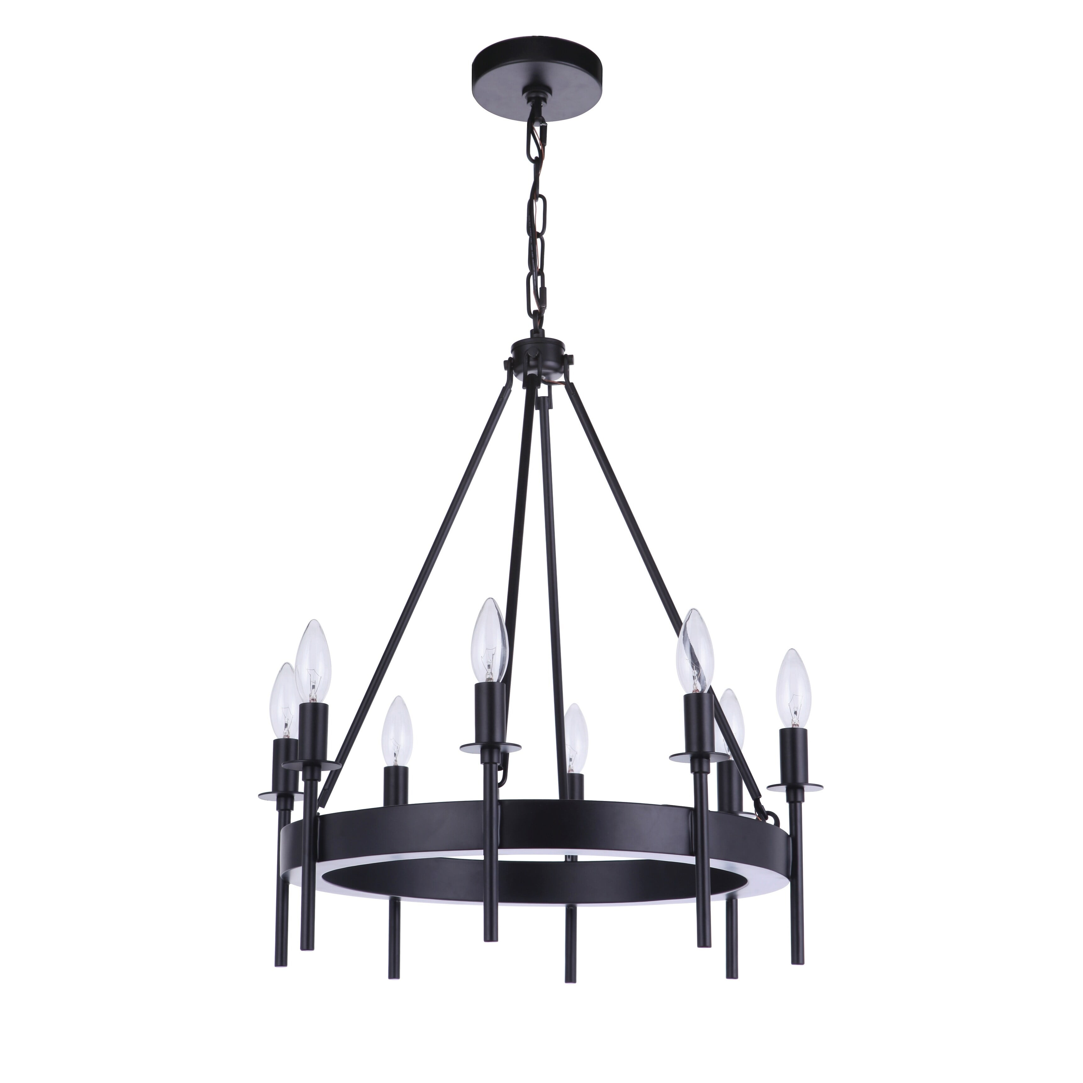 54328-FB-Craftmade Lighting-Larrson - 8 Light Chandelier-Flat Black Finish    -Traditional Installation