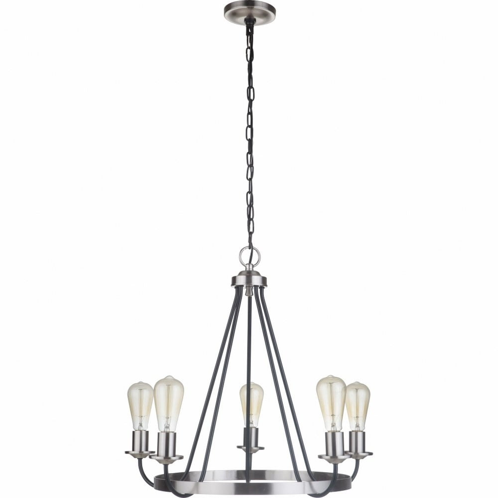 Craftmade Lighting Randolph 5 - Light Chandelier in  Flat Black/Brushed Polished Nickel