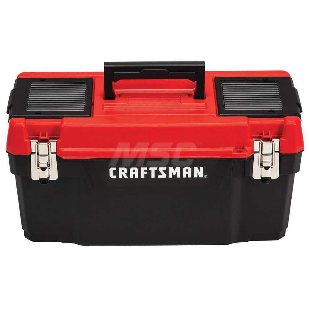 Craftsman Tool Box, Plastic, Black/Red, 20 in W x 10 in D x 10 in H