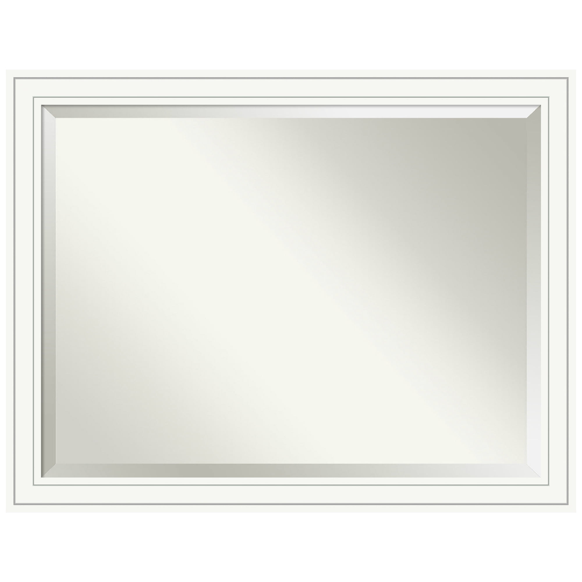 Craftsman White Beveled Wood Bathroom Wall Mirror
