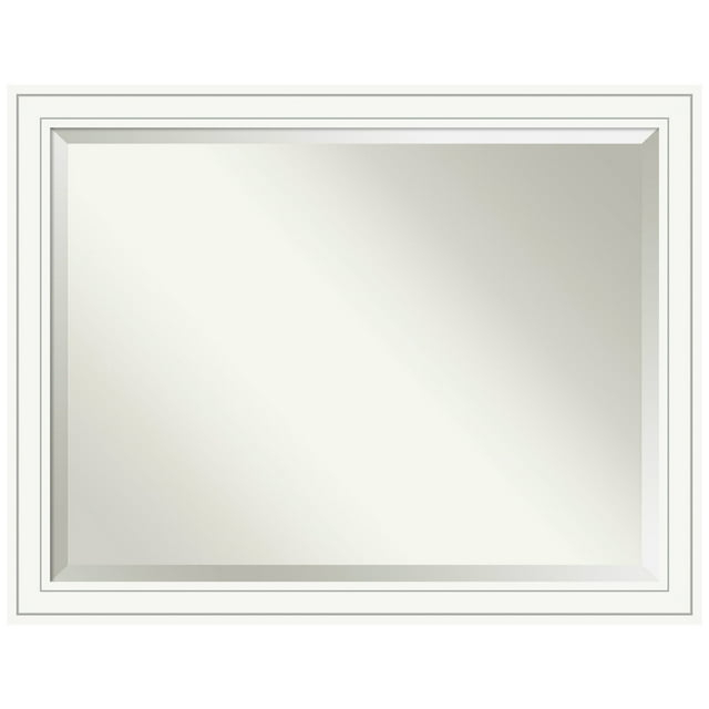 Craftsman White Beveled Wood Bathroom Wall Mirror