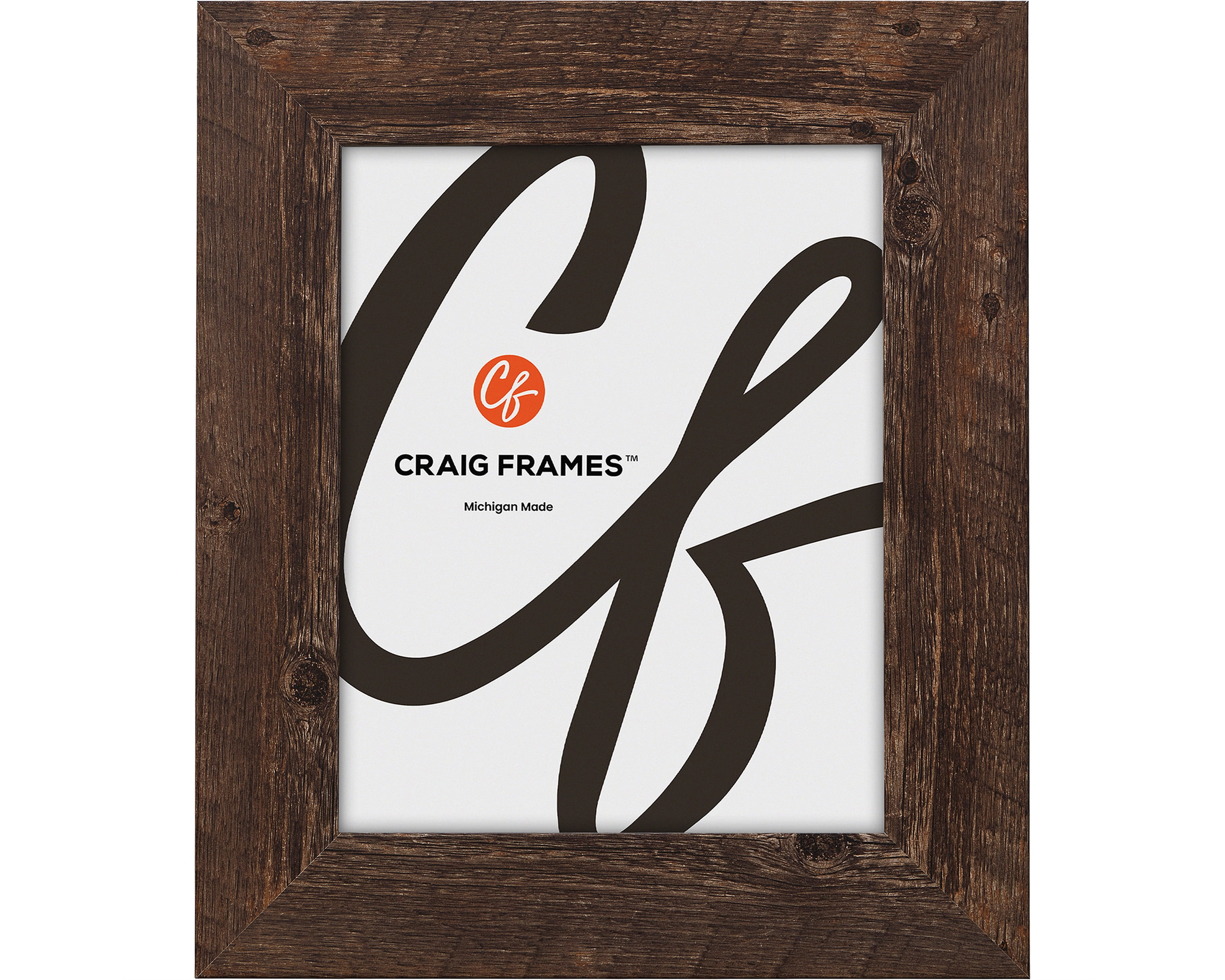 Craig Frames American Barn, 11x15 inch Picture Frame, Faux Brown Oak Barnwood