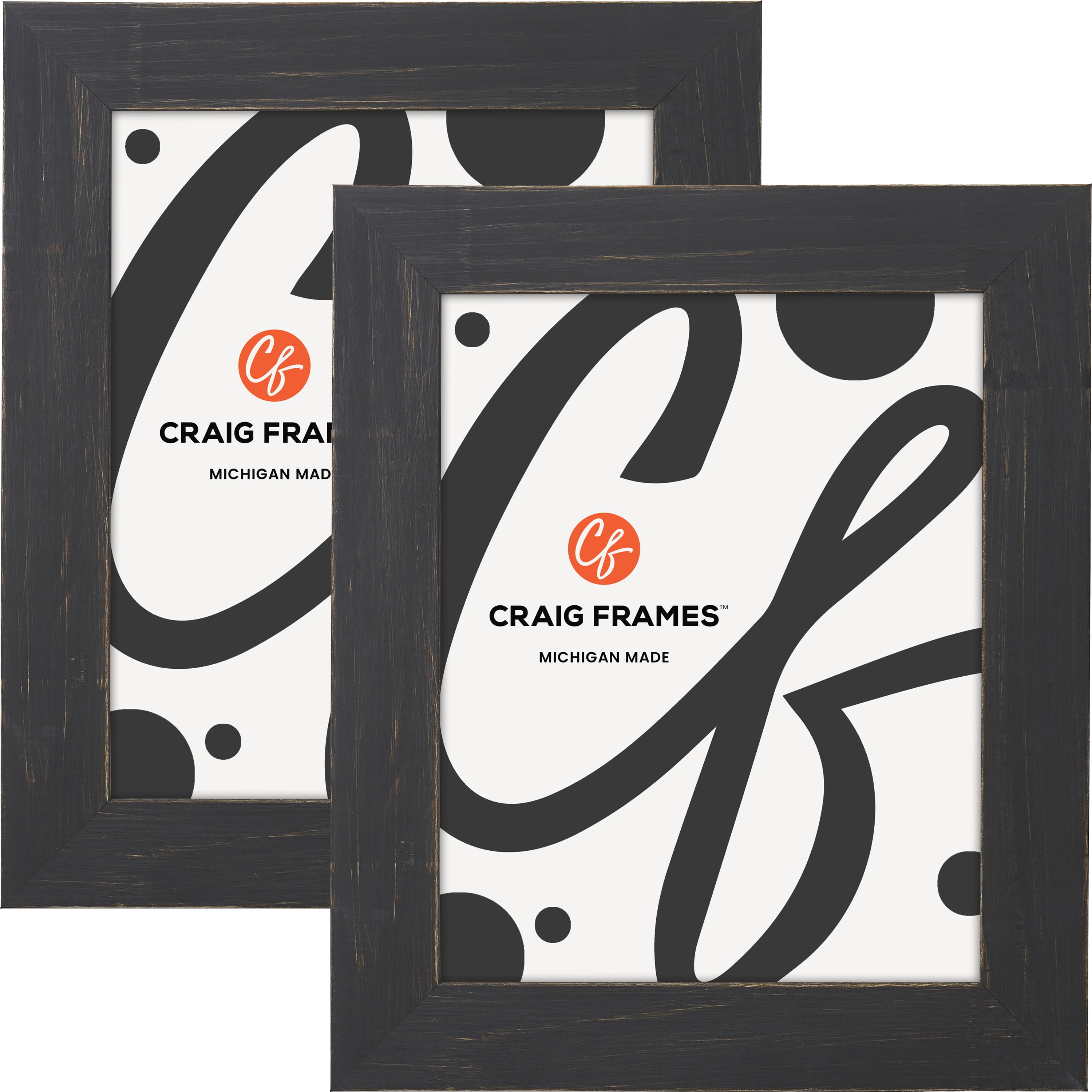 Craig Frames Jasper, 13x17 inch Picture Frame, Country Charcoal Black, Set of 2