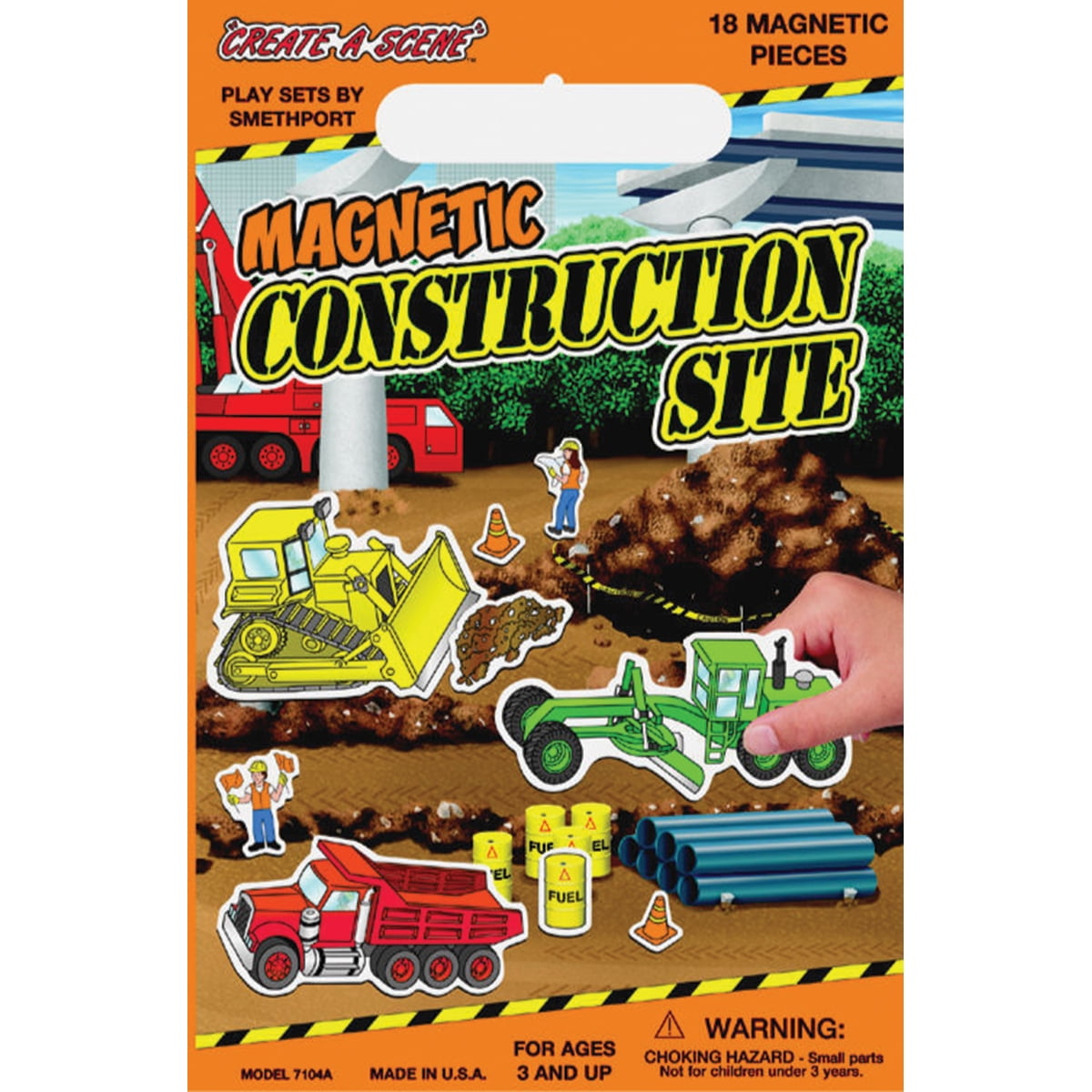 PlayMonster Create-A-Scene Magnetic Playset, Construction Site, Multicolor, Ages 3+, Playset