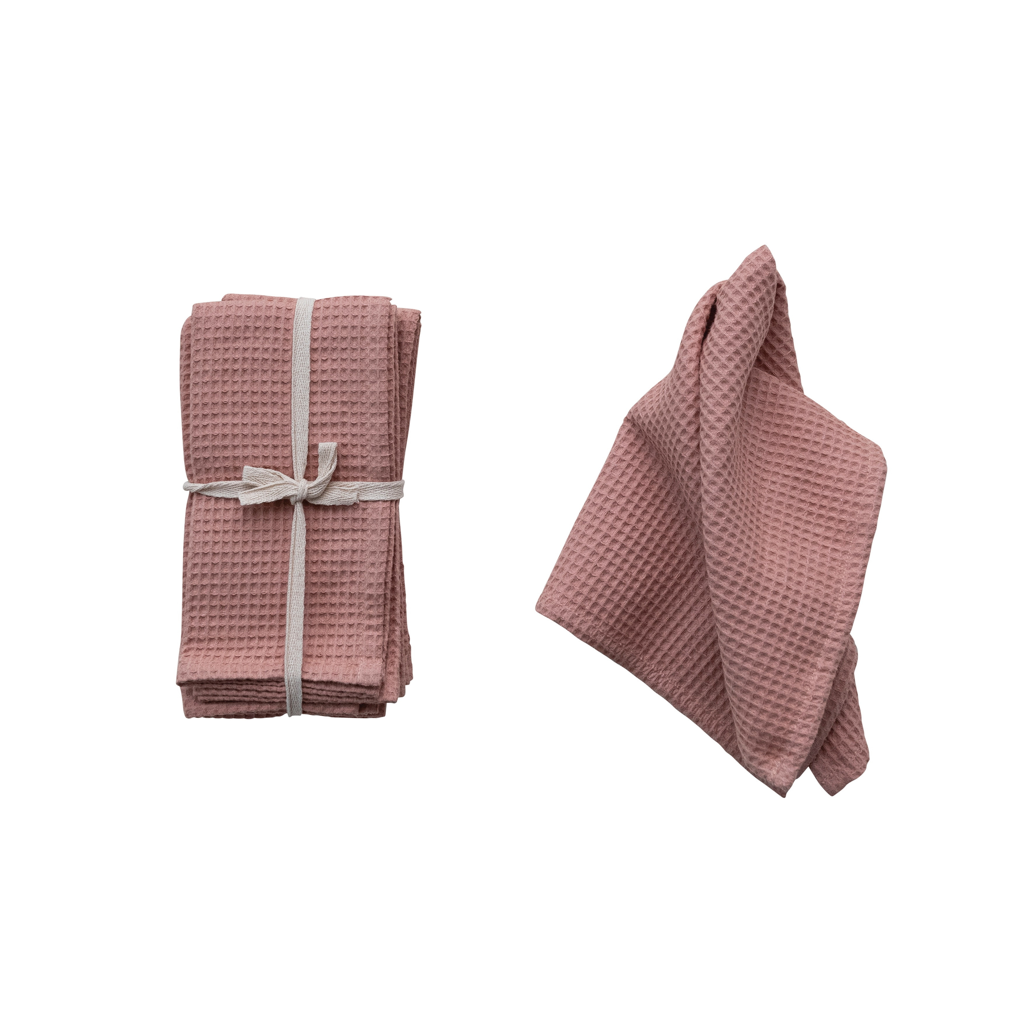 Creative Co-Op 18 Inches Square Woven Linen and Cotton Waffle Dinner Napkins for Kitchen Use, Putty Color, Set of 4