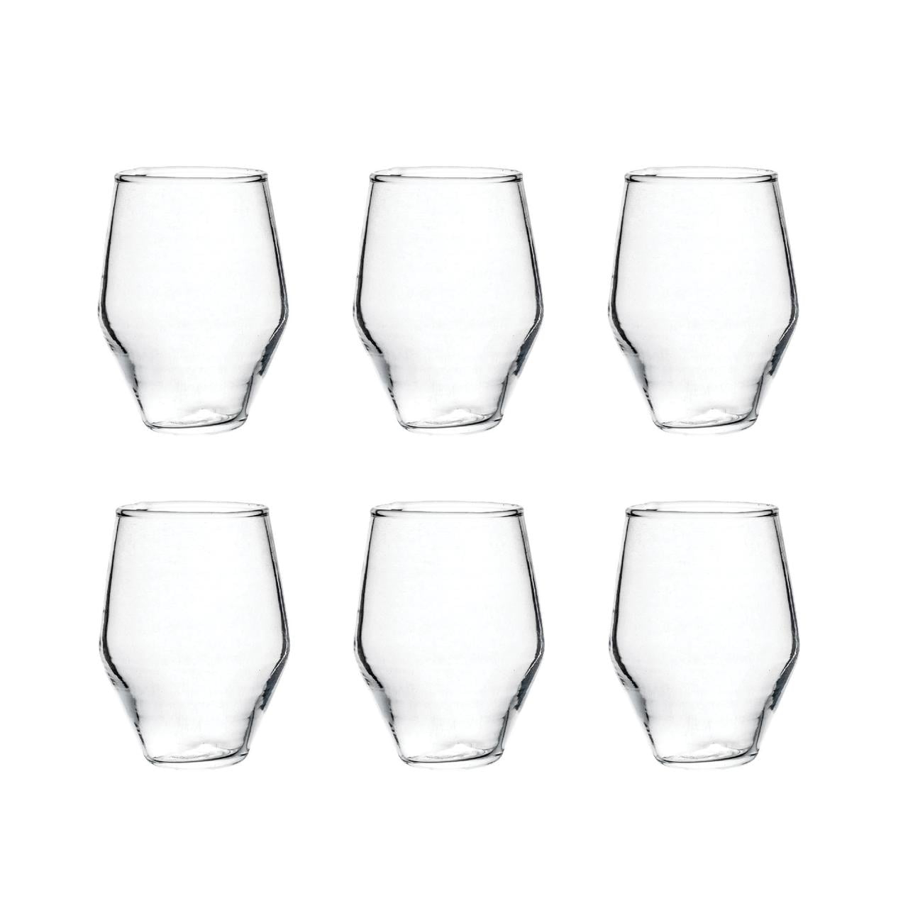 Creative Co-Op 3.25 Inches Round Drinking Glass, Clear, Set of 6