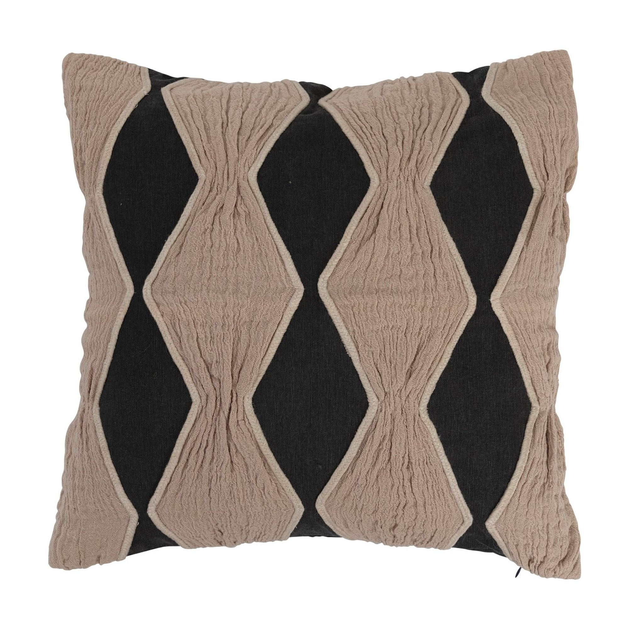Creative Co-Op Cotton Pillow with Embroidery, Chambray Back