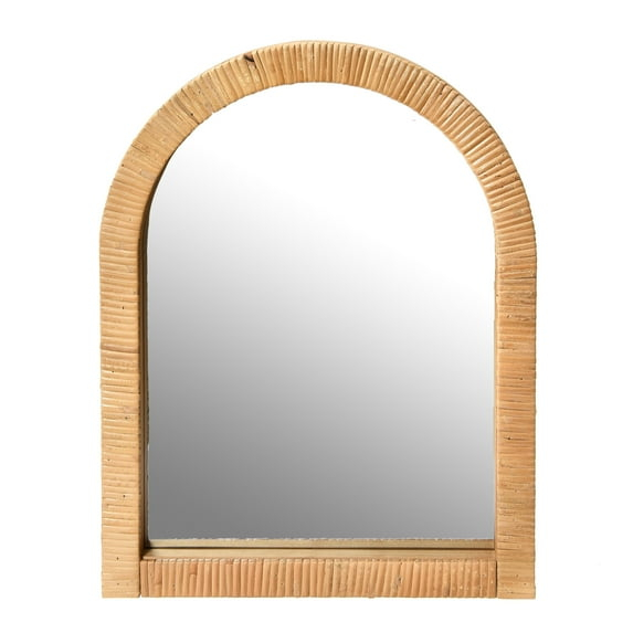 Creative Co-Op Creative Co-Op Arched Wrapped Rattan Framed Wall Mirror, Natural
