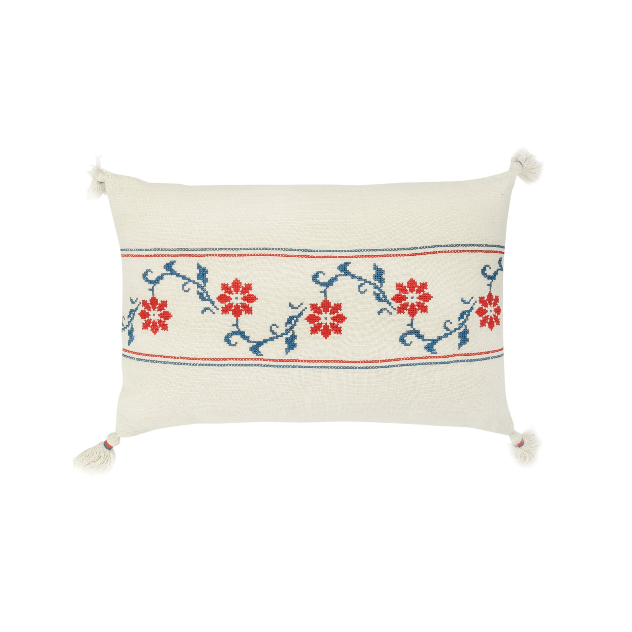 Creative Co-Op Embroidered Cotton Throw Pillow