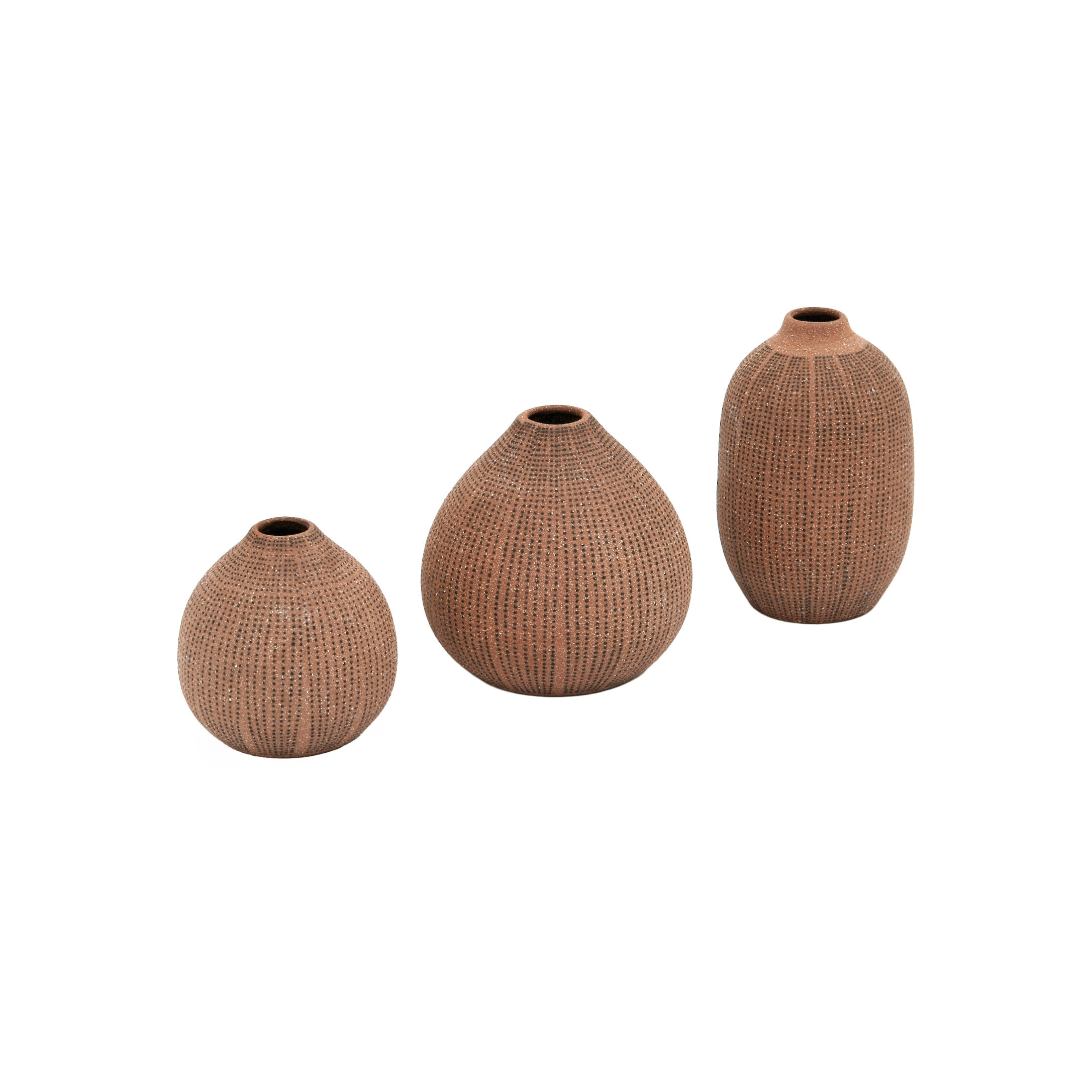 Creative Co-Op Decorative Textured Stoneware Vases, Set of 3, Blush