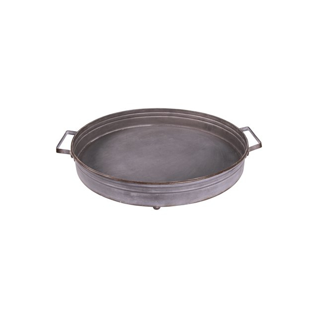 Creative Co-Op Round Decorative Iron Tray with Handles