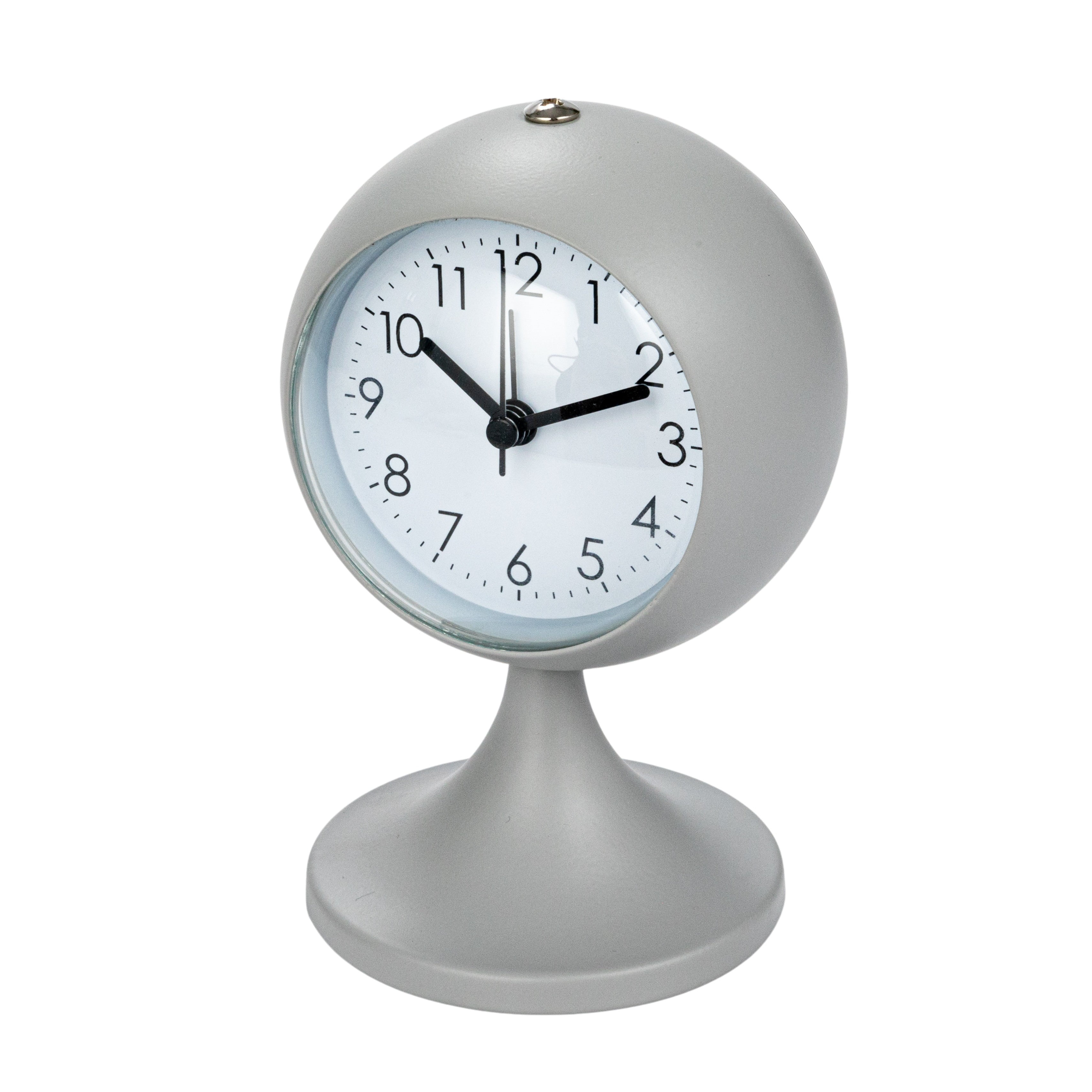 Creative Co-Op Round Metal Table Clock with Alarm, White