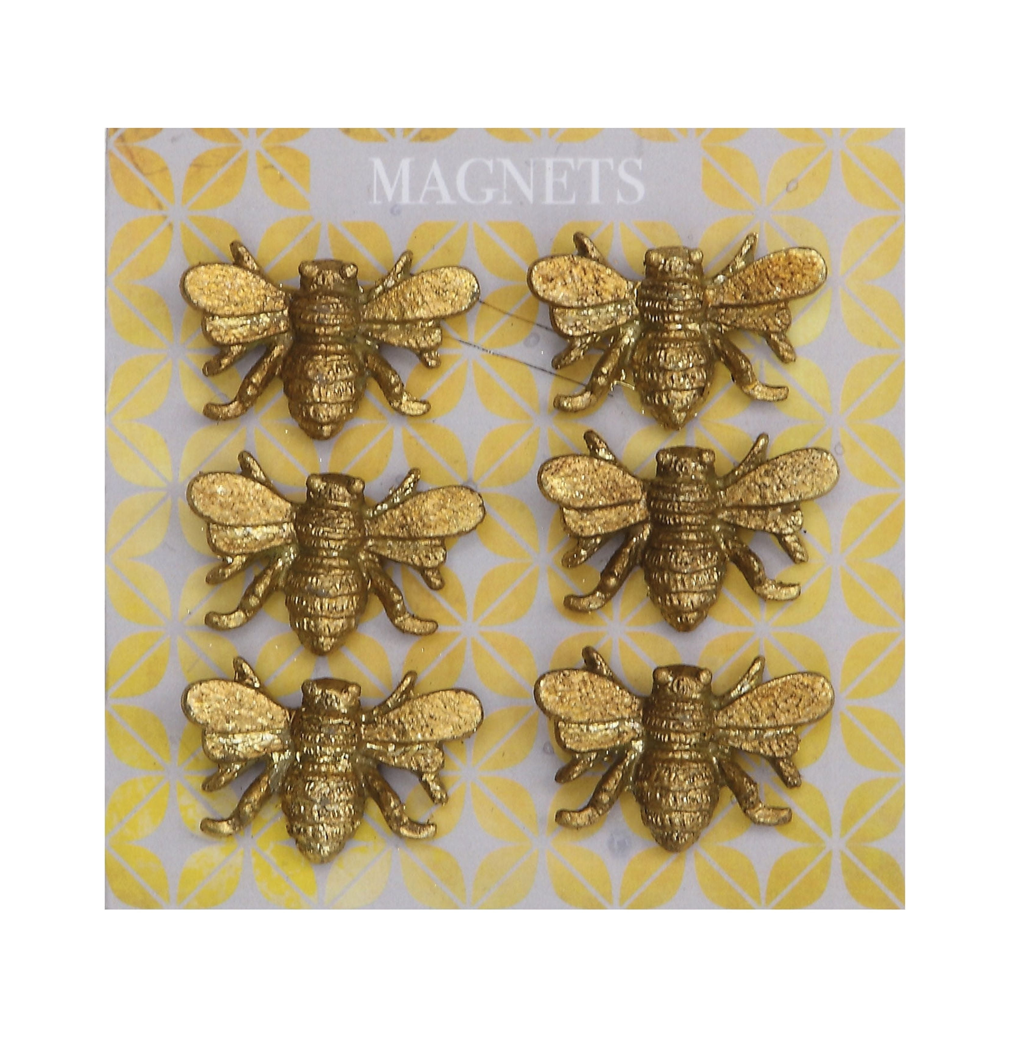 Creative Co-Op Six Pewter Bee Magnets on a Card (Set of 6 Pieces)