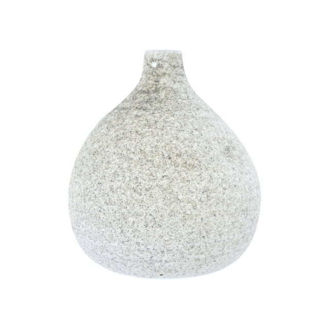 Creative Co-Op Small Round Terra-cotta Vase with Narrow Top and Distressed Glaze, Cream