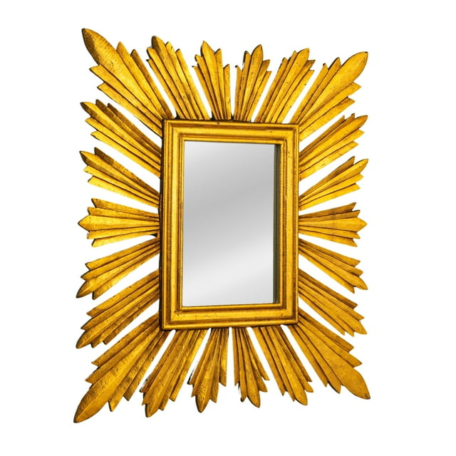 Creative Co-Op Sunburst Rectangular Wall Mirror, Gold