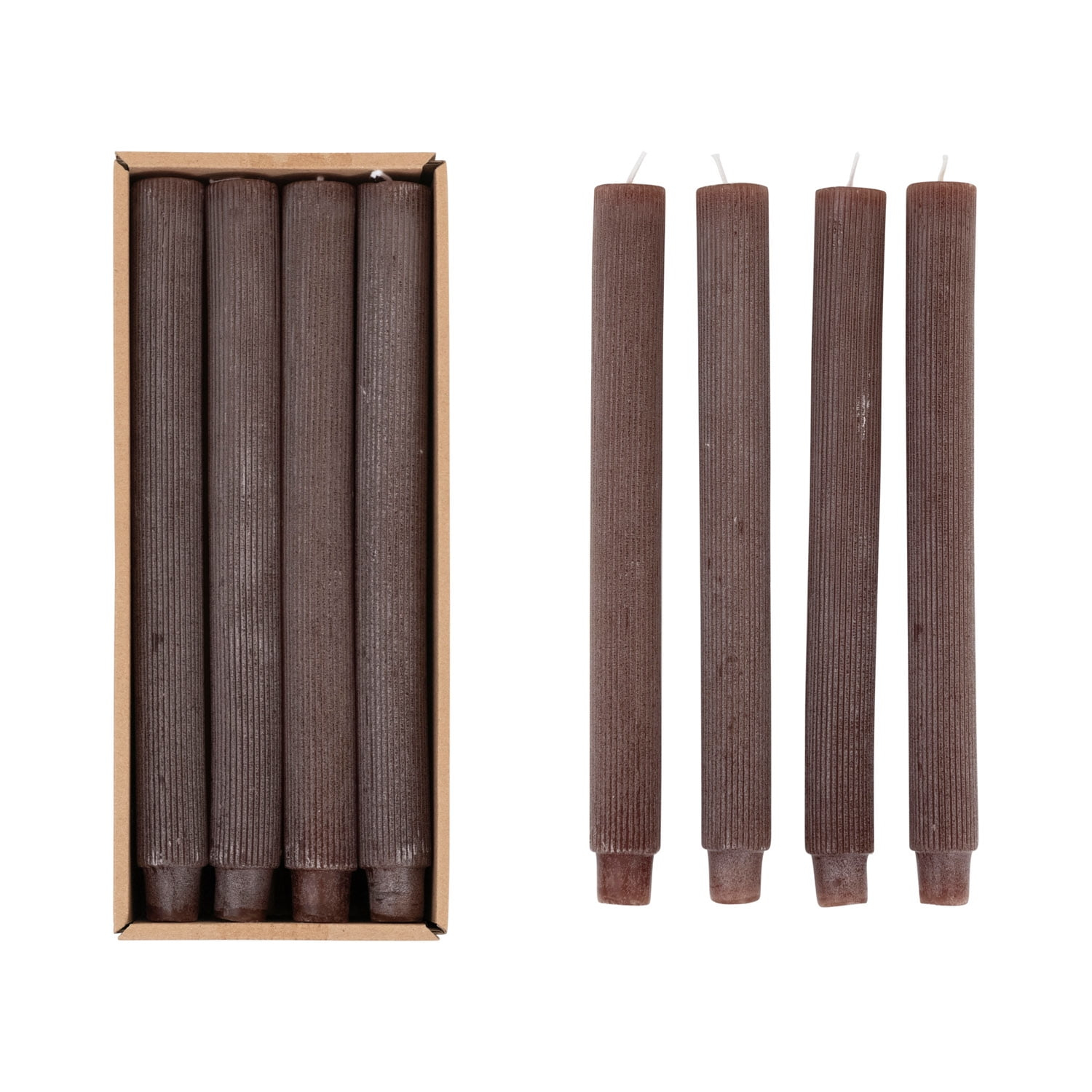 Creative Co-Op Unscented Pleated Taper Candles in Box, Set of 12