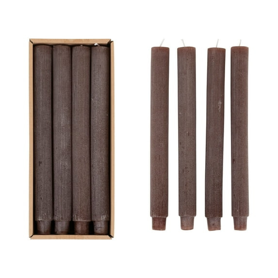 Creative Co-Op Unscented Pleated Taper Candles in Box, Set of 12