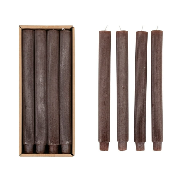 Creative Co-Op Unscented Pleated Taper Candles in Box, Set of 12
