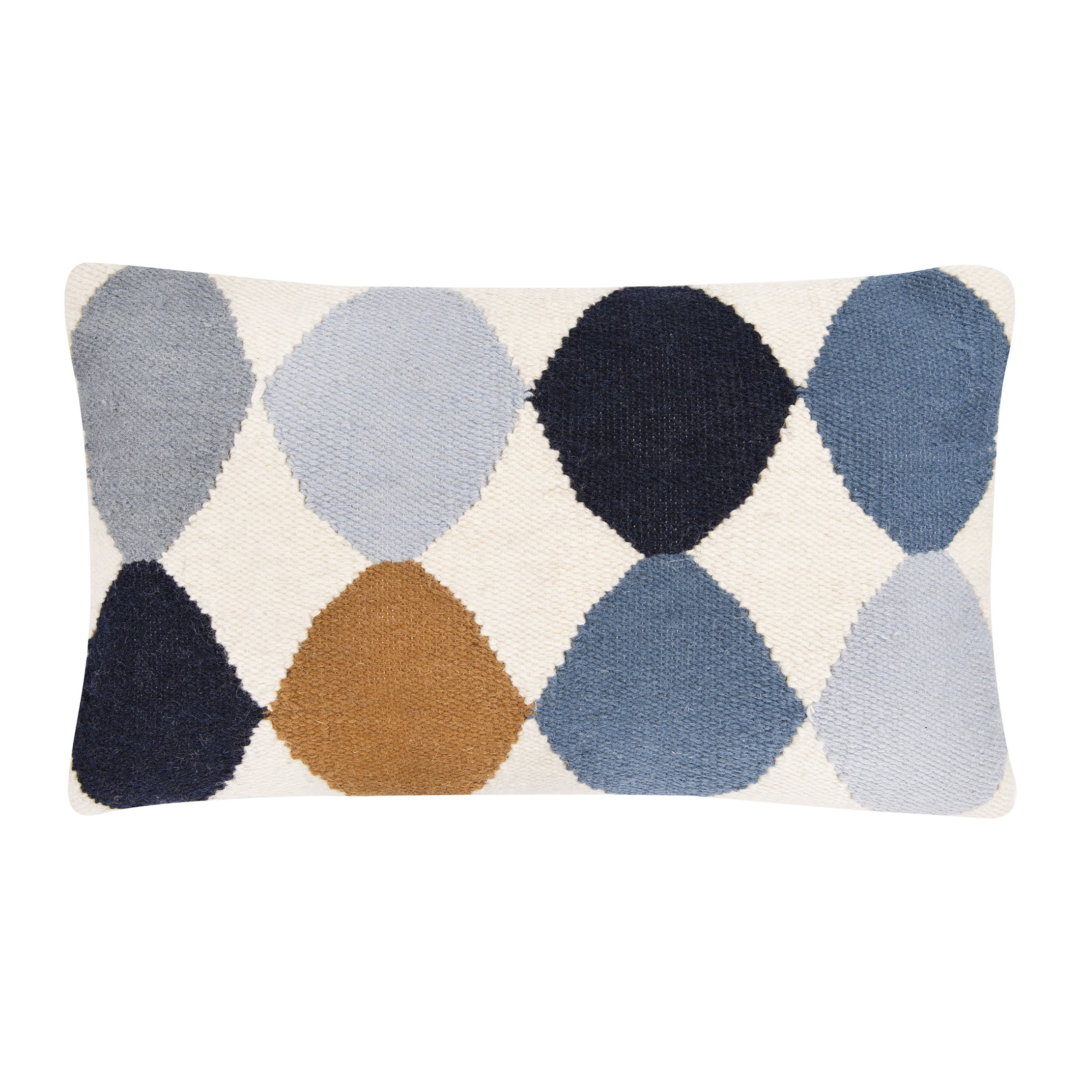 Creative Co-Op Woven Wool Blend Pattern Lumbar Pillow, Multicolor