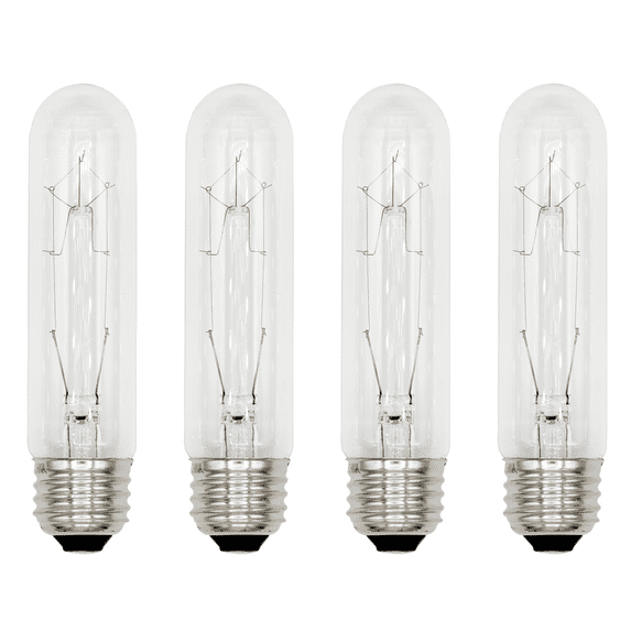 Creative Hobbies® 308 (Pack of 4) 25T10/CL - 25 Watt T10 Clear Tubular - 120V - Medium (E26) Base - Incandescent Light Bulbs
