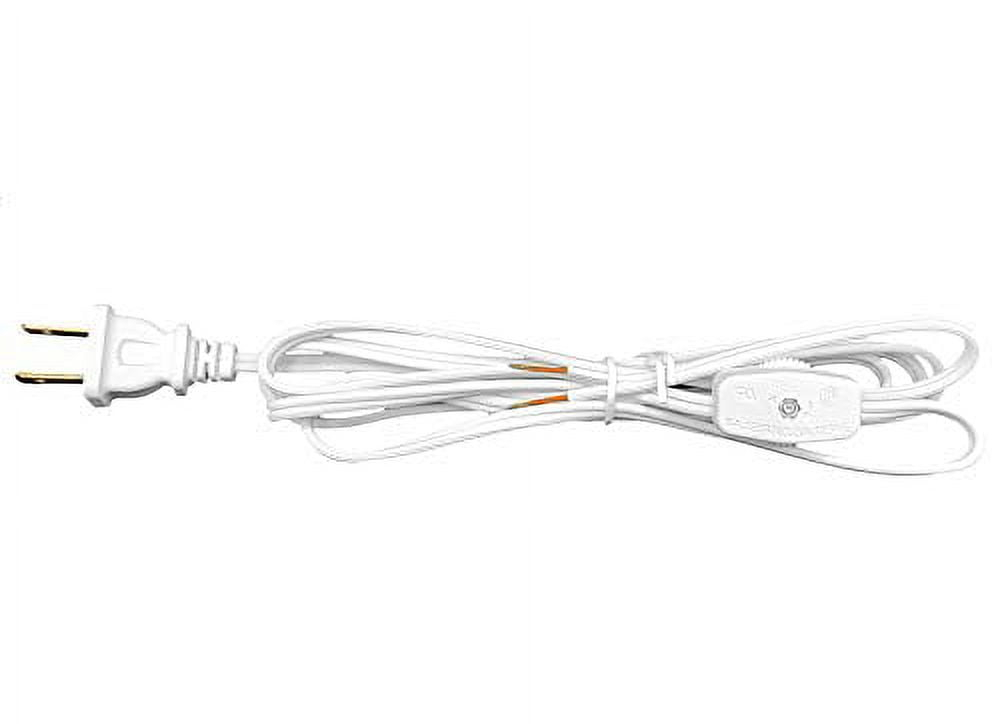 Creative Hobbies 6’ White Lamp Cord with Rotary Switch Replacement Lamp Cord