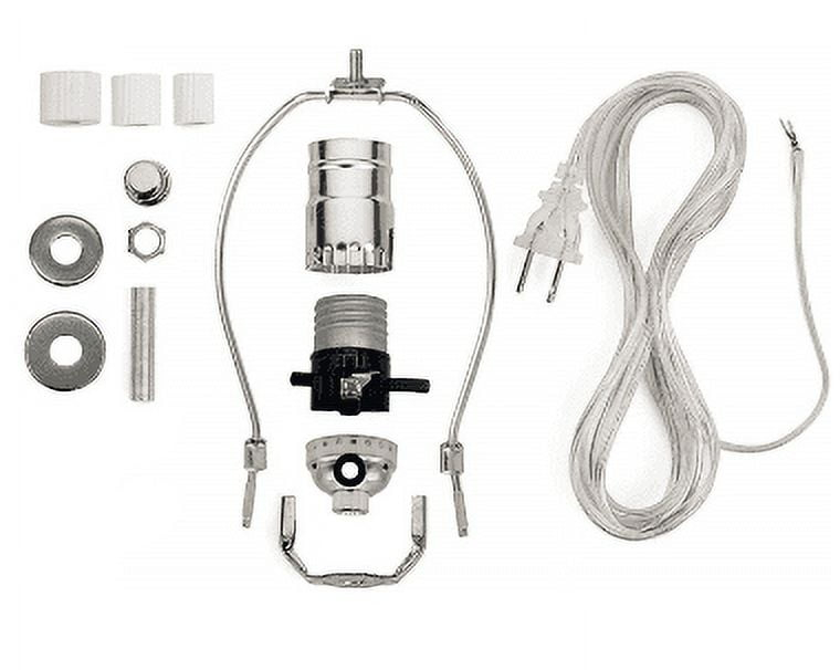 Creative Hobbies Lamp Kit for Liquor Bottles, Wine Bottles - Includes All Adapters and Parts - Silver Finish