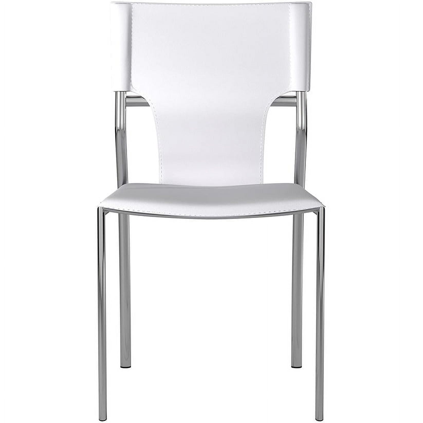 Creative Images Dining Leather with Protective Coating Chair, Chrome Legs, Set of 4 Solid Back Dining Chairs White N/A Leather