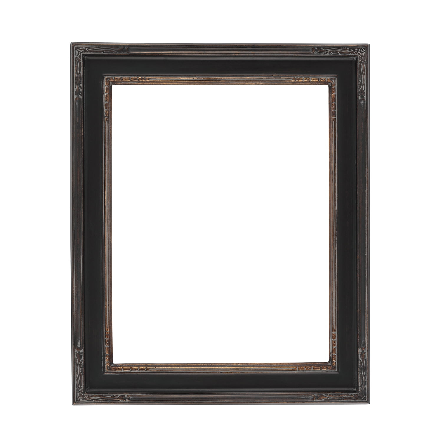 Creative Mark Plein Air Museum Collection Nouveau Picture Frame Solid Wood Composition Hand-Leafed Museum Quality Closed Corner  - Black/Gold 8x10