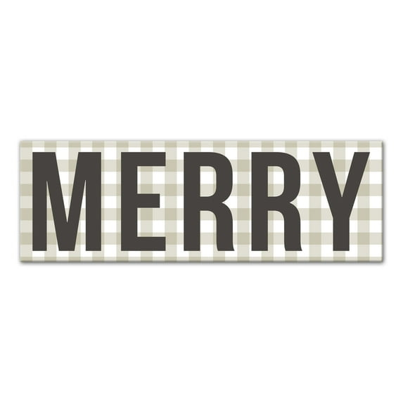 Creative Products Beige Plaid Merry in Brown 12x36 Canvas Wall Art