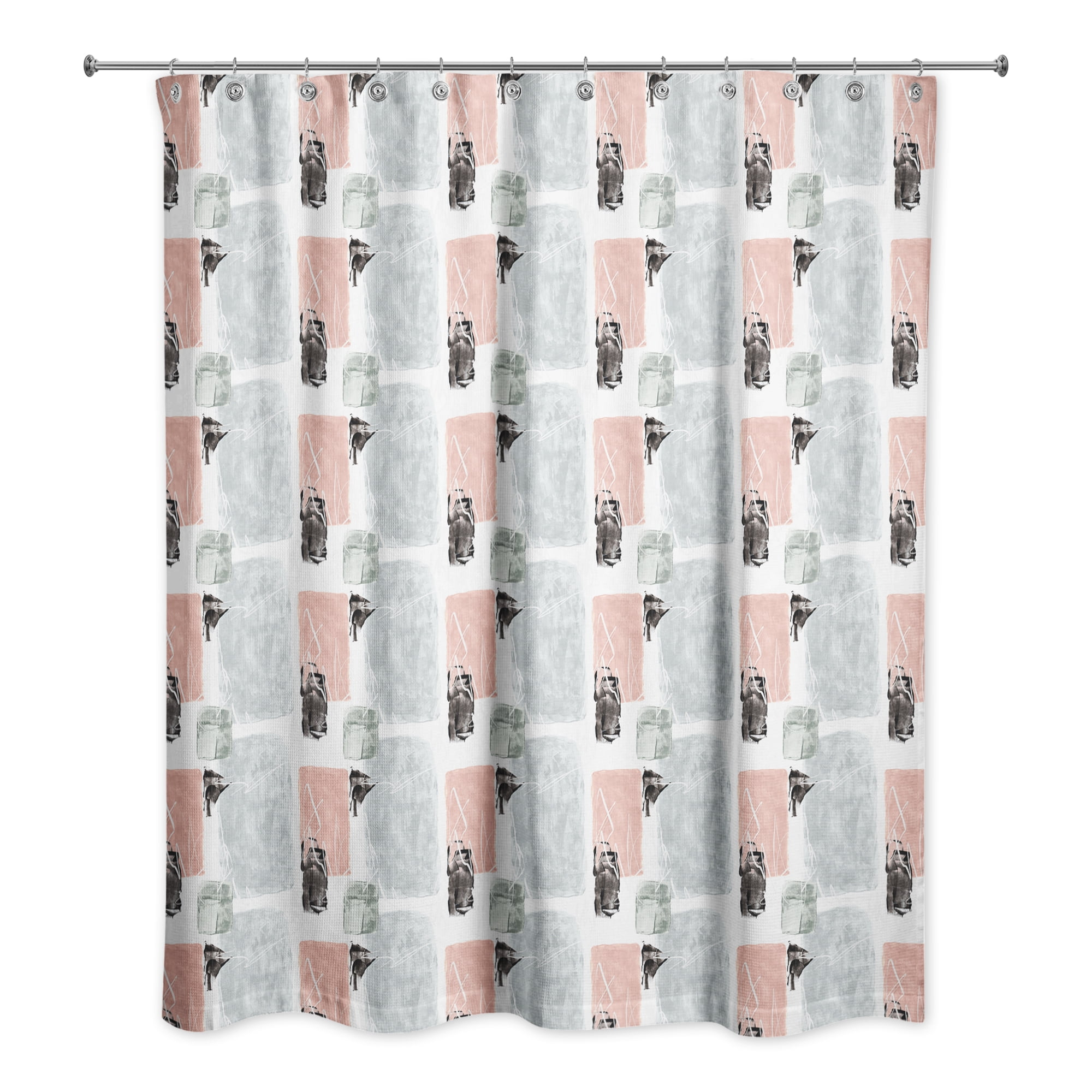 Creative Products Blue and Pink Abstract 71x74 Shower Curtain