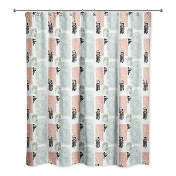 Creative Products Blue and Pink Abstract 71x74 Shower Curtain