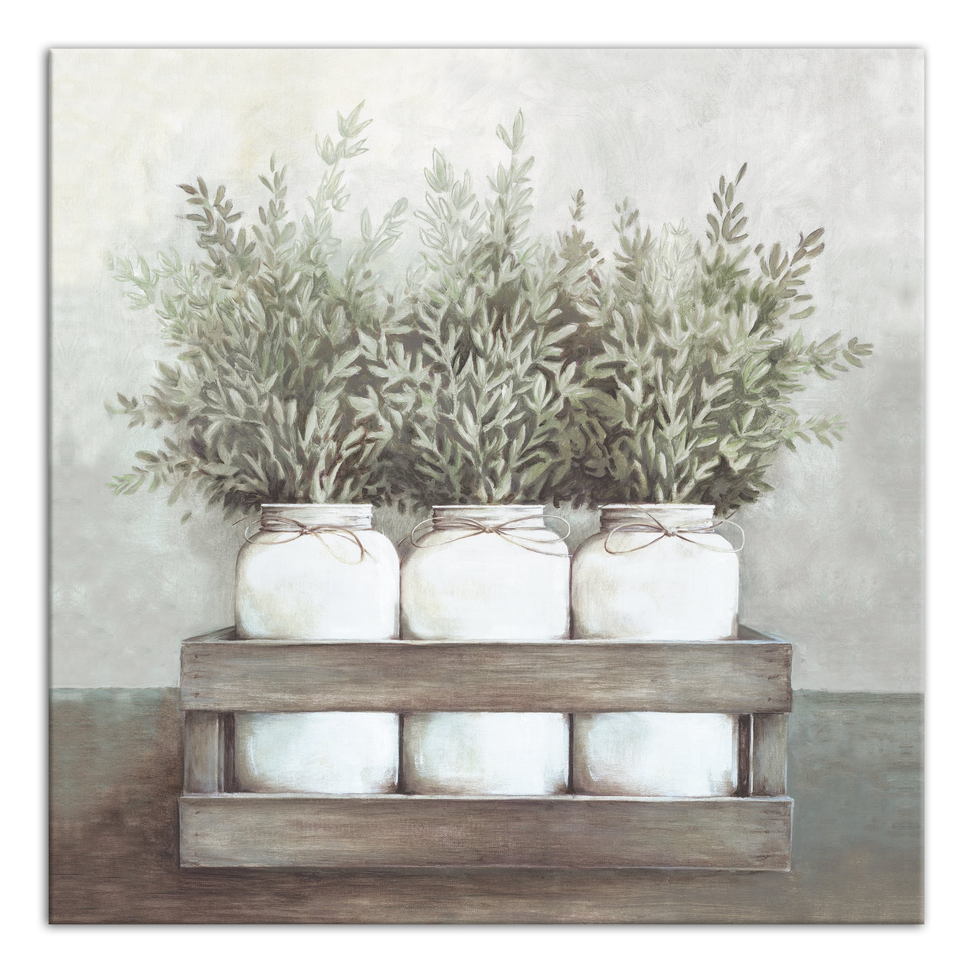 Creative Products Mason Jar Greenery 24x24 Canvas Wall Art