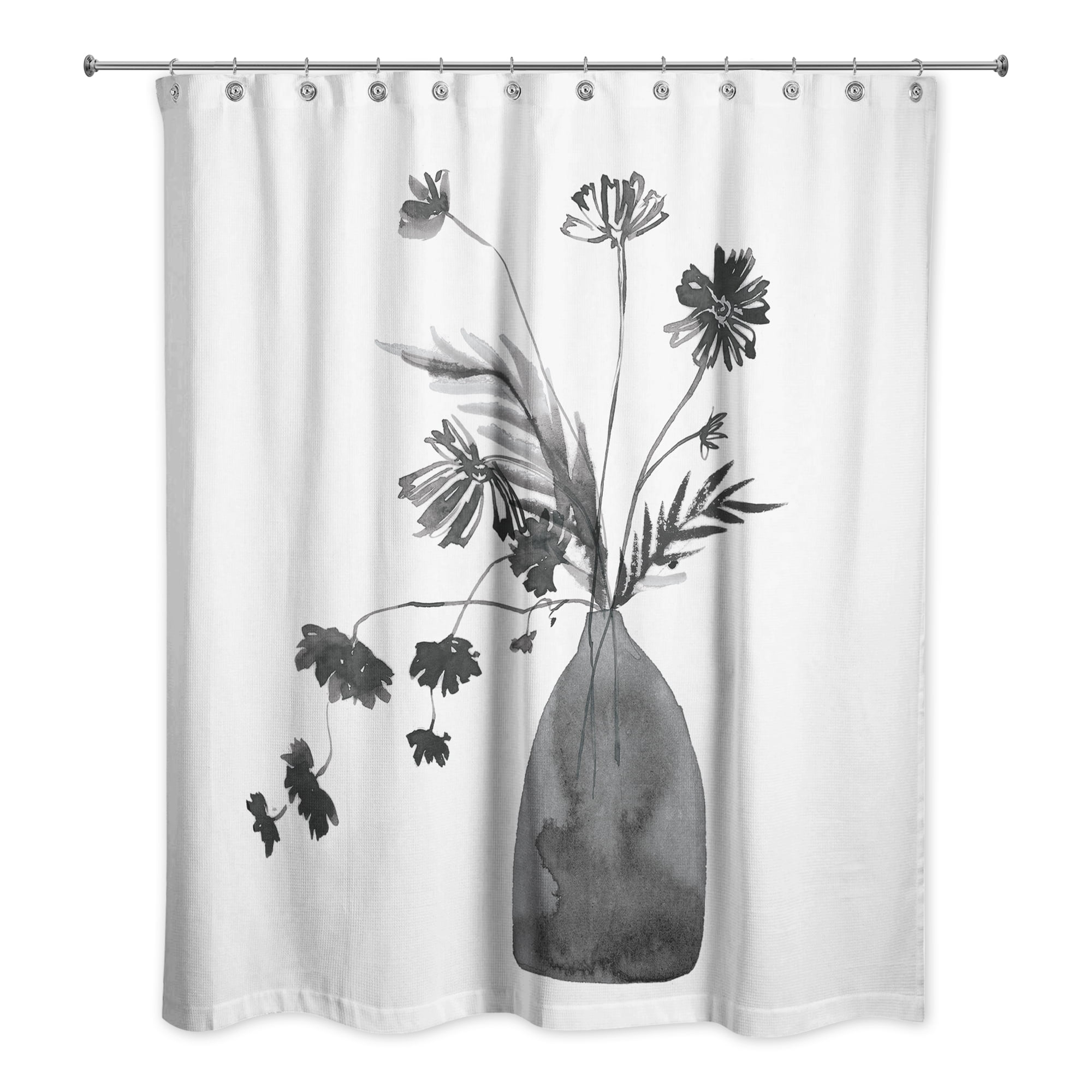 Creative Products Monochromatic Floral III 71x74 Shower Curtain