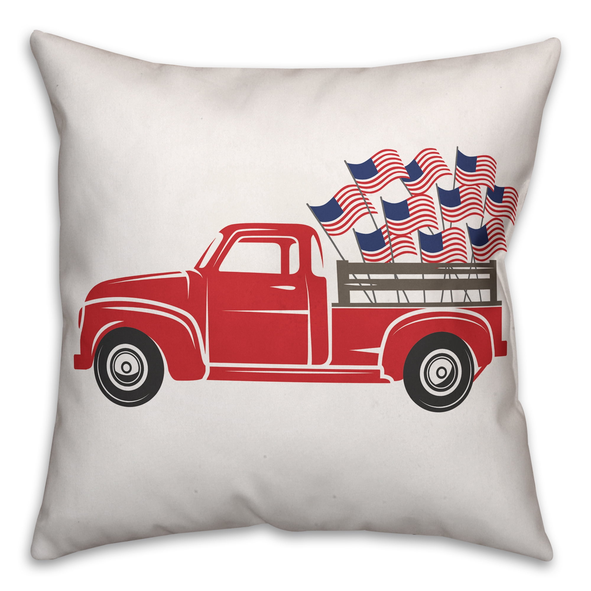Creative Products Vintage Patriotic Flag Truck 18x18 Spun Poly Pillow