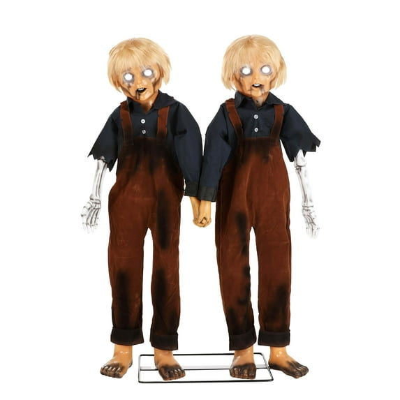 Creepy Twin Boys Animatronic Decoration