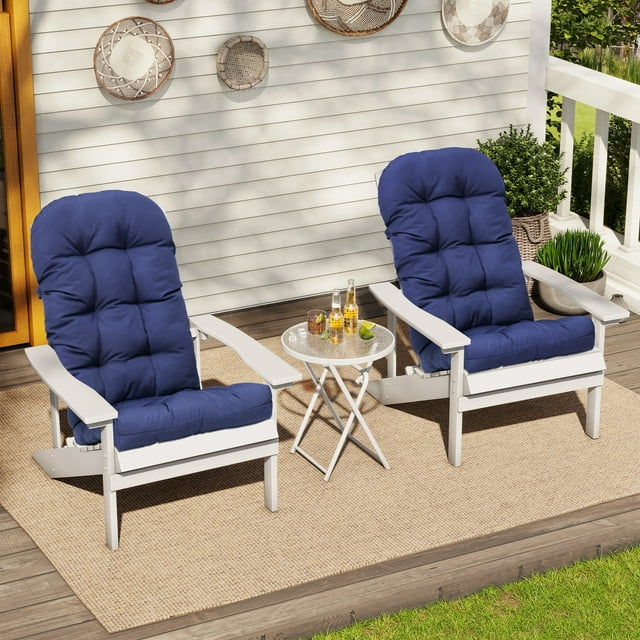 Crestlive Products Adirondack Style Patio Outdoor Chair Cushion for Adirondack Chair or Lounge Rocking Chair - See picture 2-Piece Set, Navy Blue