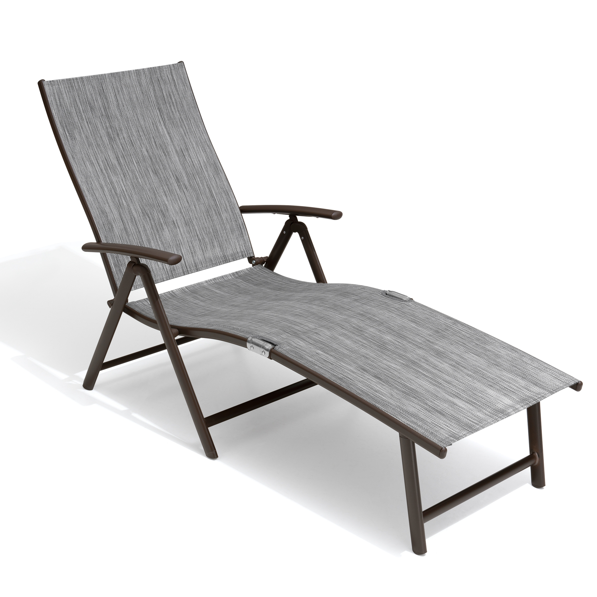 Crestlive Products Outdoor Aluminum Folding Patio Chaise Lounge Chair, Dark Gray