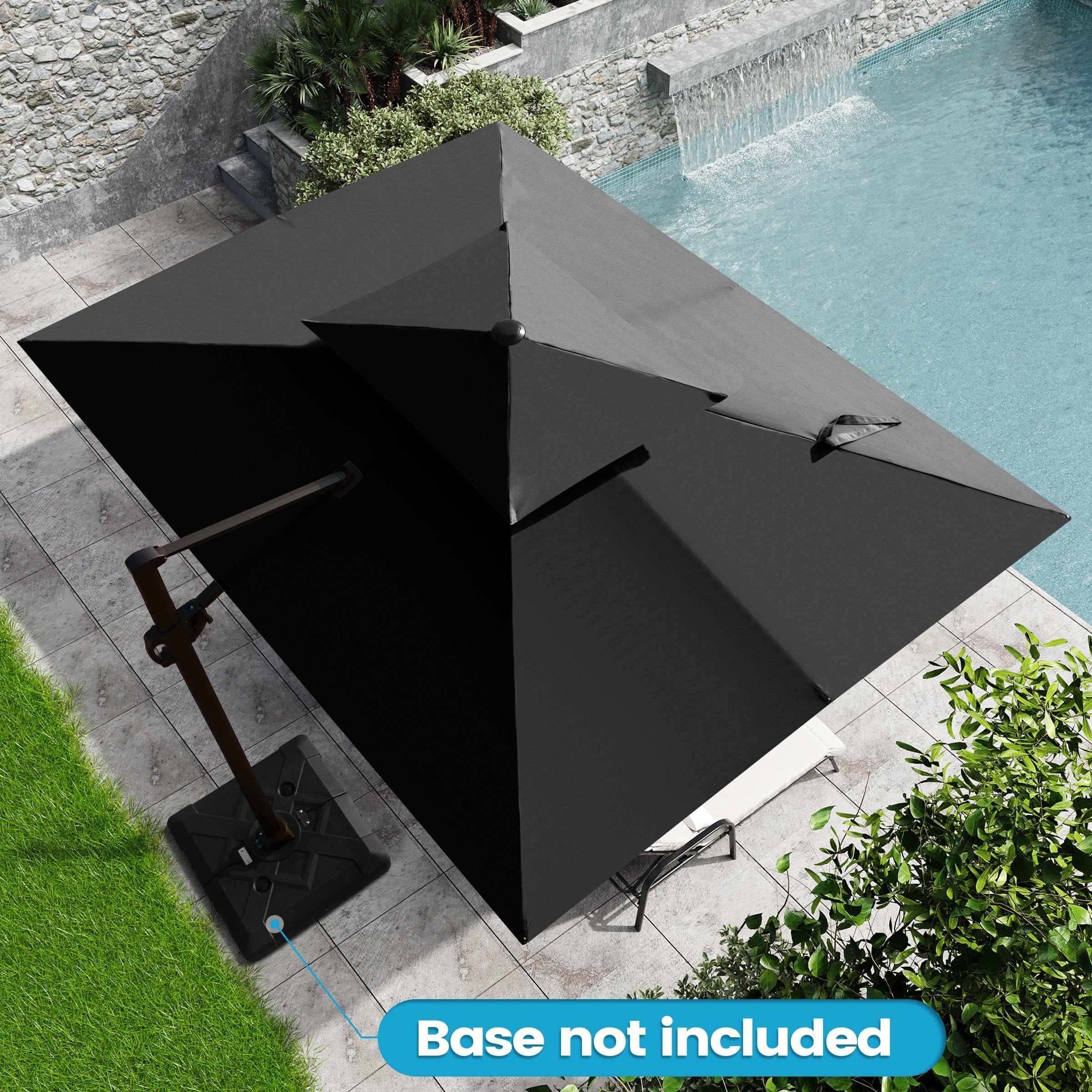 Crestlive Products Sombrillas de Patio Rectangulares Negras en Voladizo Resistentes a los Rayos UV