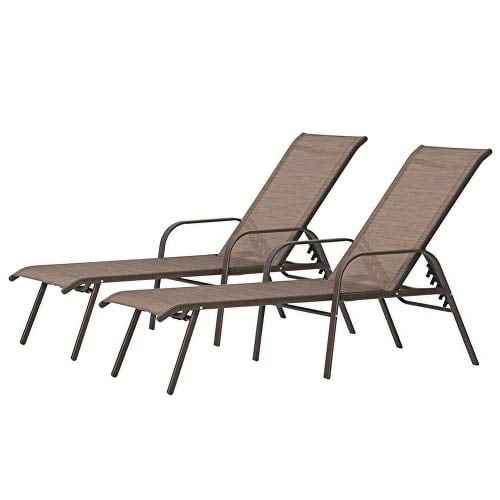 Crestlive Products Set of 2 Outdoor Chaise Lounge Steel Patio Chairs, Brown