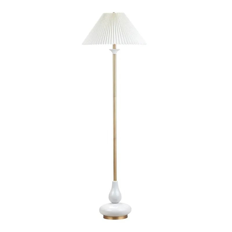 Crestview Collection 65.75" Transitional White Ceramic Floor Lamp with Gold Metal Accents