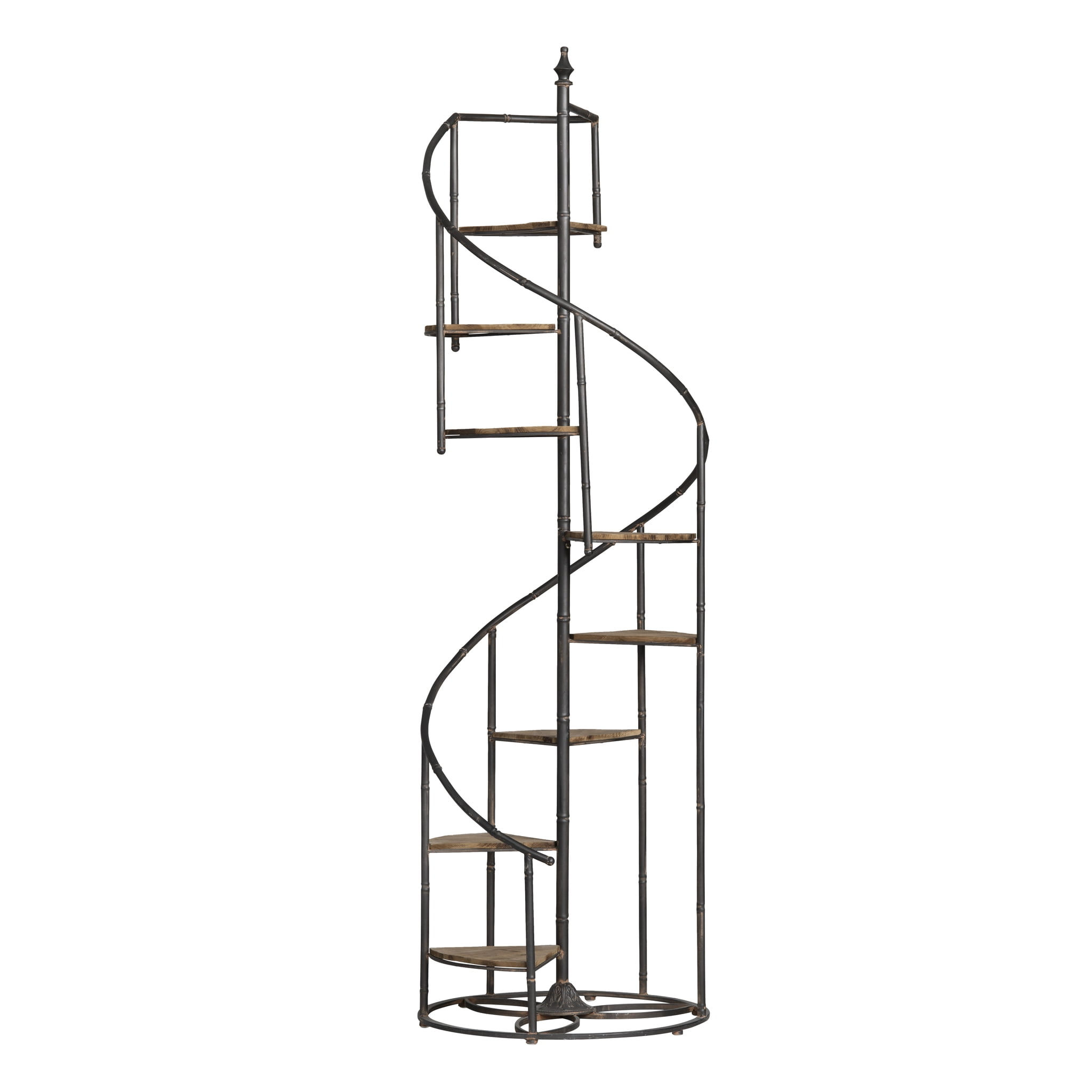 Crestview Collection Darby Spiral Staircase Metal and Wood Bookcase, 22.5" x 22.5" x 76"