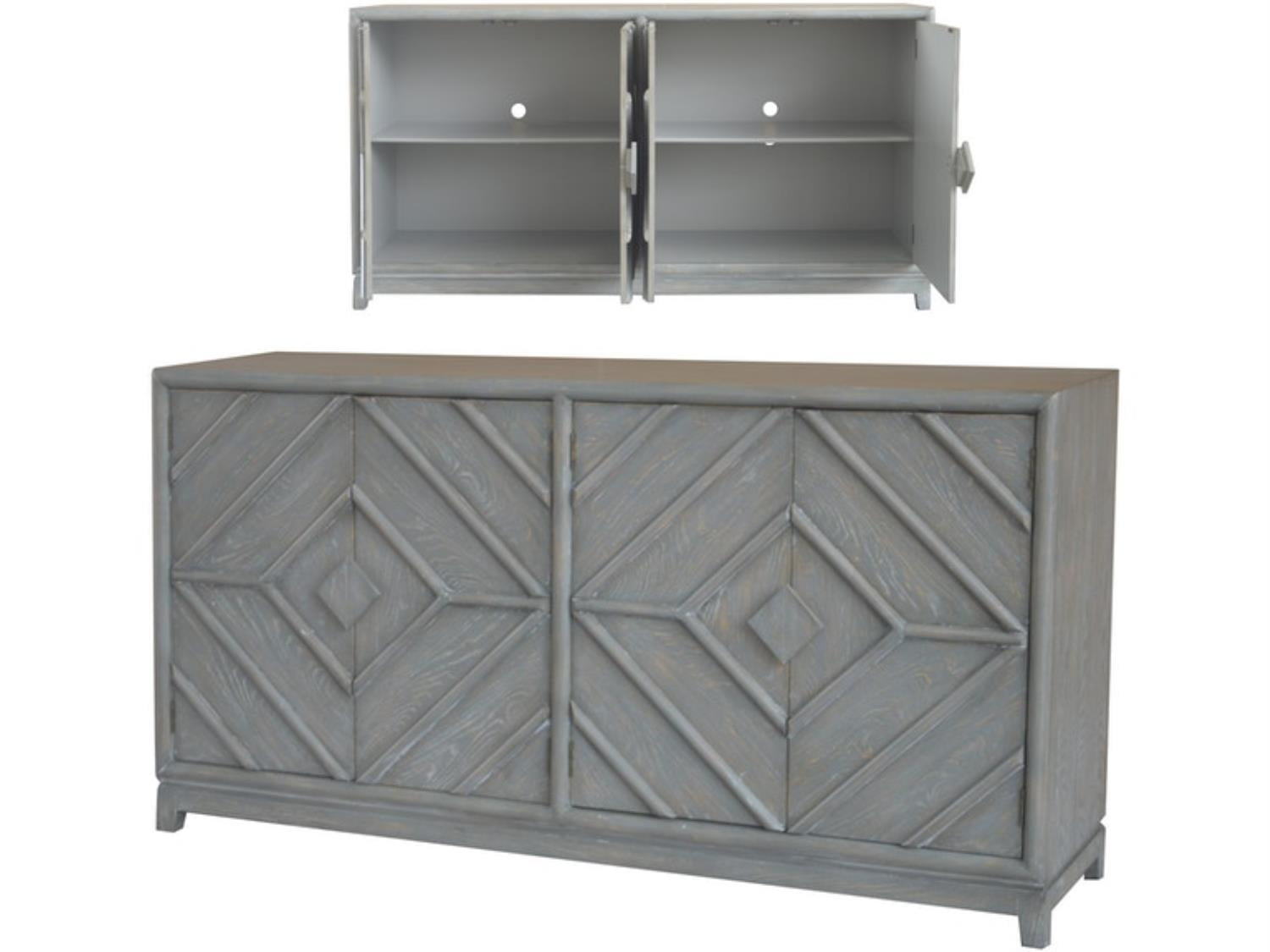 Crestview Collection Emerson 4-Door Diamond Pattern Sideboard in Stained Gray