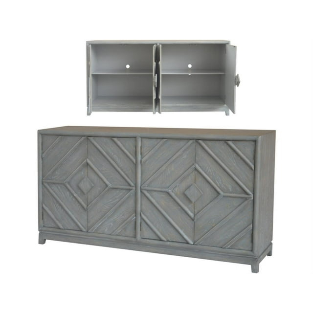 Crestview Collection Emerson 4-Door Diamond Pattern Sideboard in Stained Gray