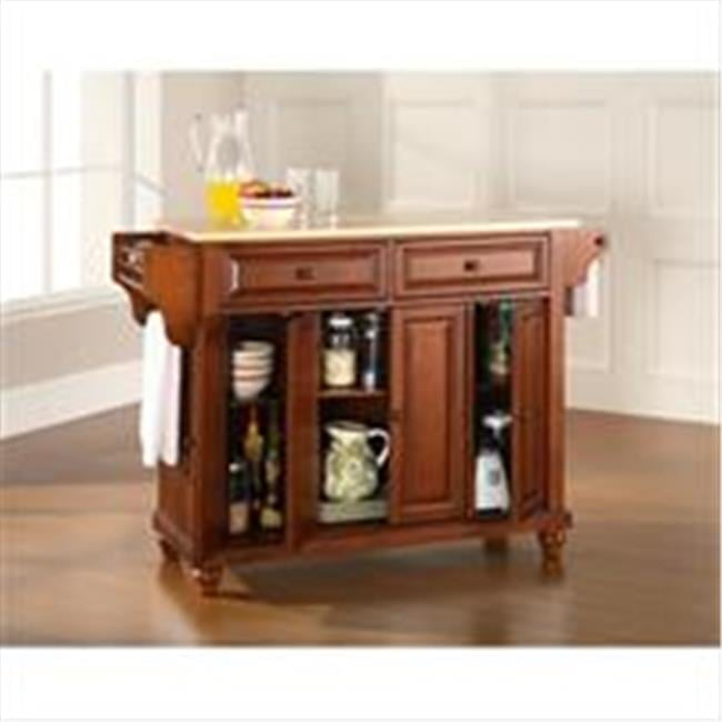 Crosley Furniture Cambridge Natural Wood Top Kitchen Island in Cherry