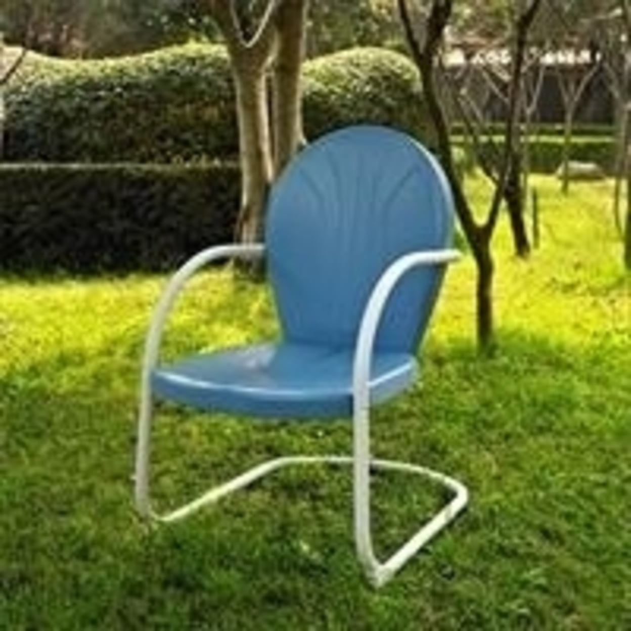 Crosley Furniture Griffith Retro Metal Patio Chair in Sky Blue