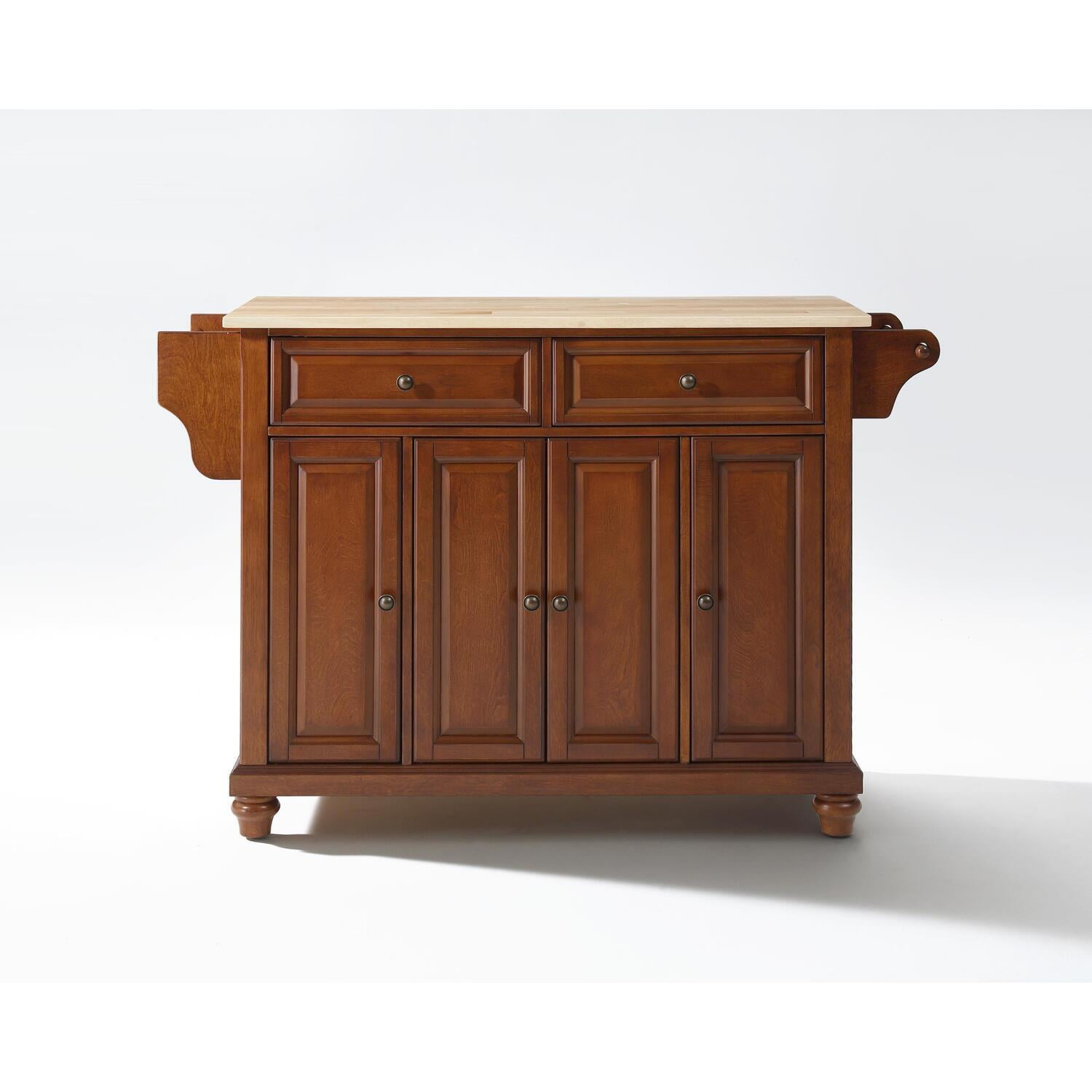 Crosley Furniture Cambridge Natural Wood Top Kitchen Island in Cherry