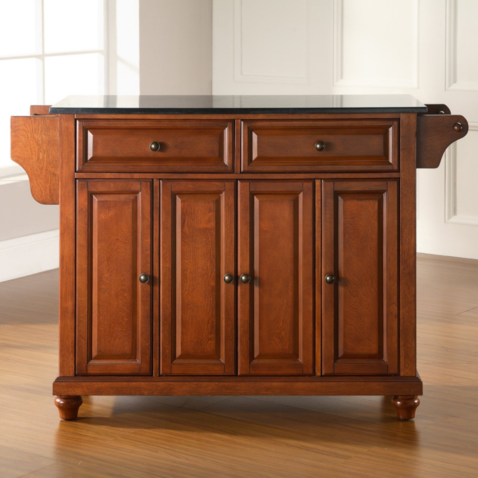 Crosley Furniture Cambridge Wood Kitchen Island in Cherry/Black