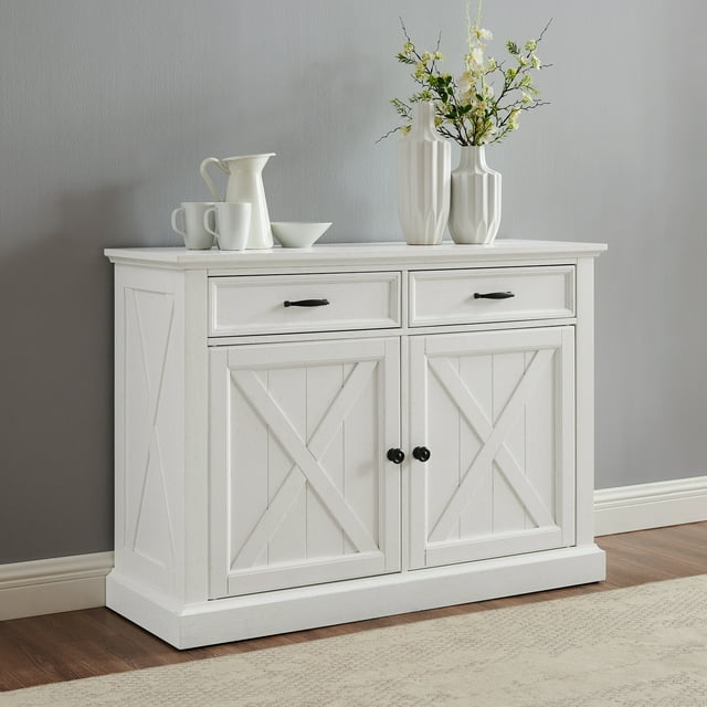 Crosley Furniture Clifton Modern Wood Sideboard in Distressed White
