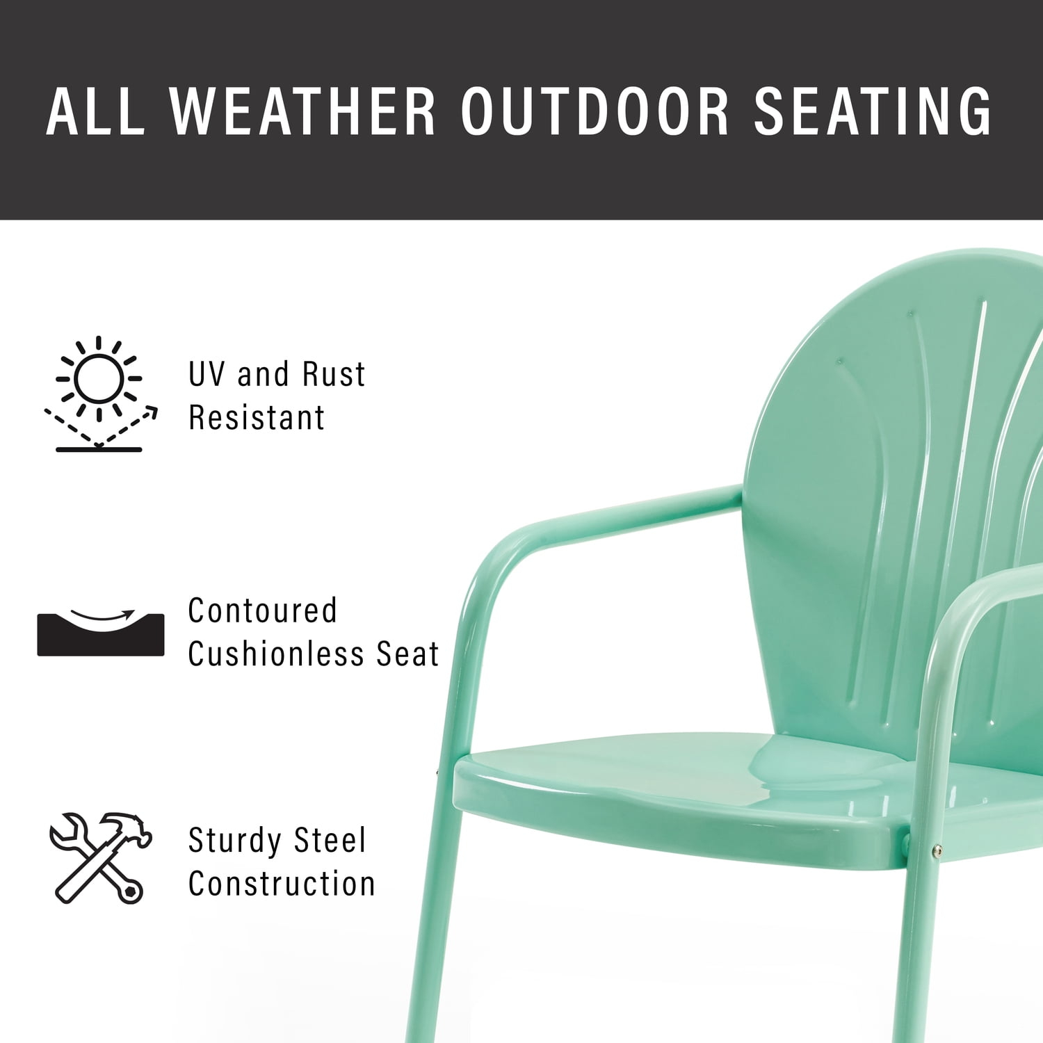 Griffith Aqua Metal Outdoor Lounge Chair