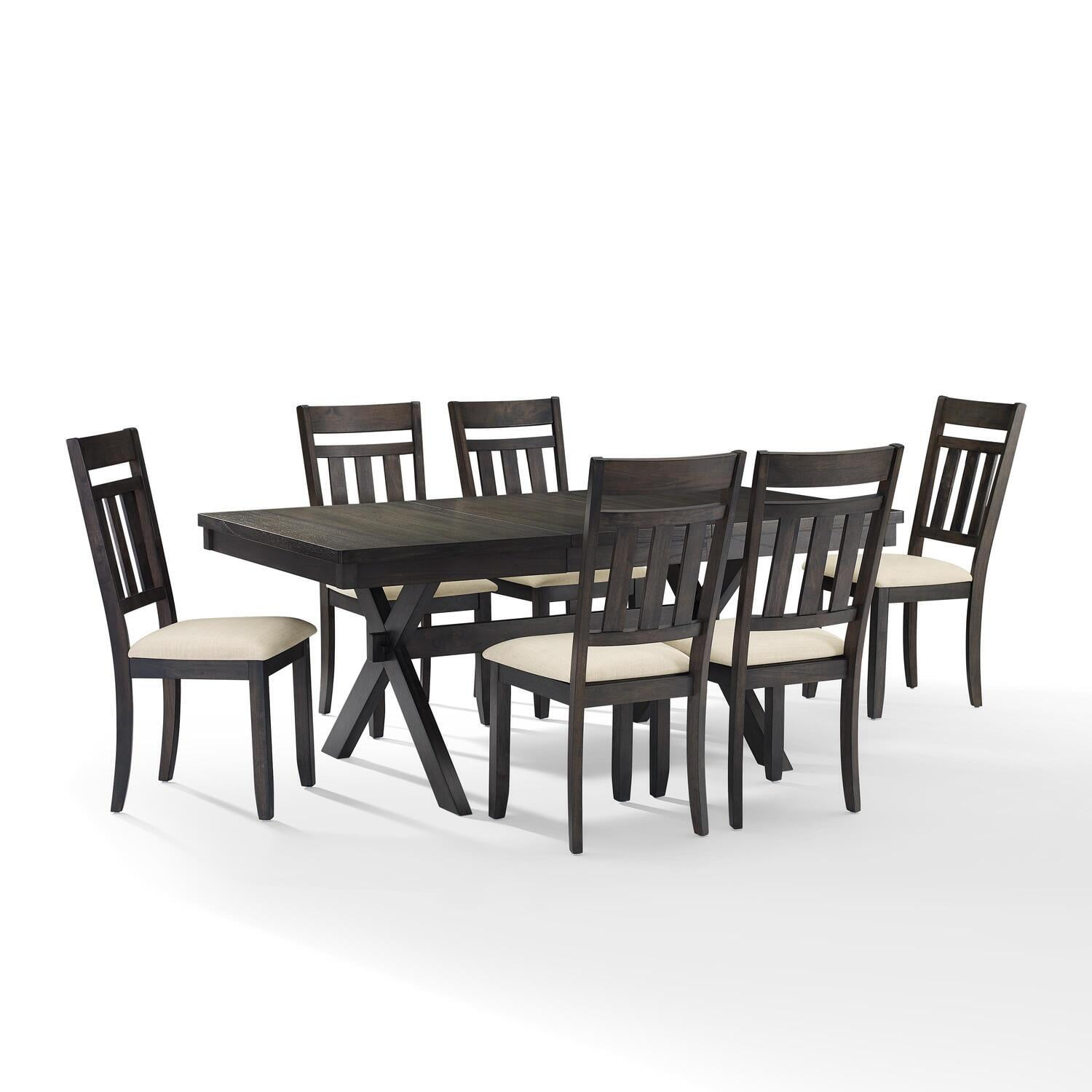 Crosley Furniture Hayden Wood 7 Piece Butterfly Leaf Trestle Dining Set in Slate